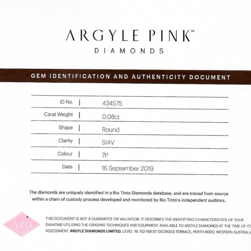 Argyle 434575 - Round / 0.08ct / 7P - Australian Diamond Portfolio